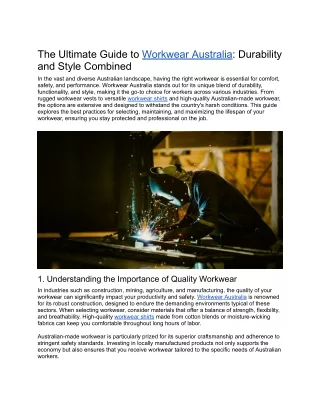 The Ultimate Guide to Workwear Australia_ Durability and Style Combined