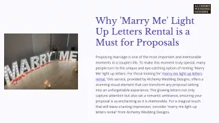 Why 'Marry Me' Light Up Letters Rental is a Must for Proposals