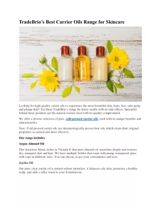 TradeBrio’s Best Carrier Oils Range for Skincare