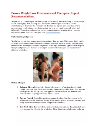Proven Weight Loss Treatments and Therapies: Expert Recommendations.
