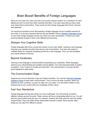 Brain Boost! Benefits of Foreign Languages