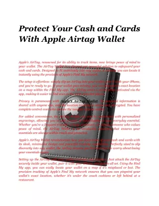 Protect Your Cash and Cards With Apple Airtag Wallet