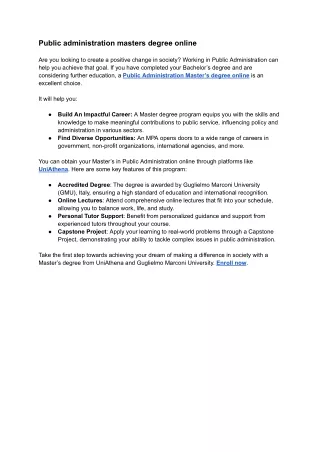 Public administration masters degree online