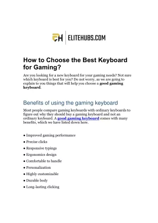 How to Choose the Best Keyboard for Gaming?