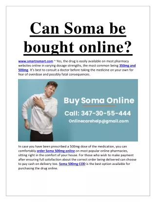 Can Soma be bought online?