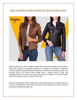 How to Styling Leather Jackets for Women? Know here