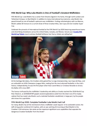 Why Luka Modric is One of Football's Greatest Midfielders