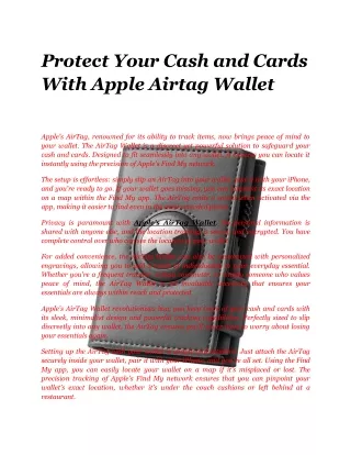 Protect Your Cash and Cards With Apple Airtag Wallet