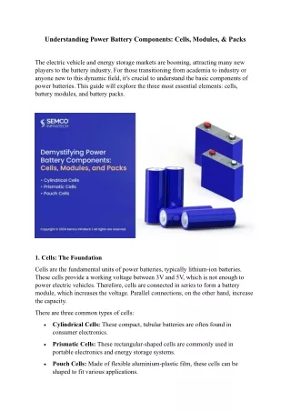 Understanding Power Battery Components Cells Modules, and Packs