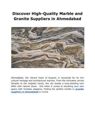 Discover High-Quality Marble and Granite Suppliers in Ahmedabad
