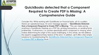 Quick solution for QB Detected That A Component Required To Create PDF Is Missing