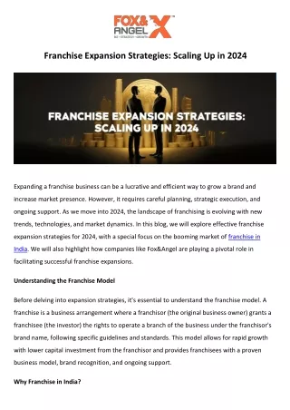 Franchise Expansion Strategies Scaling Up in 2024