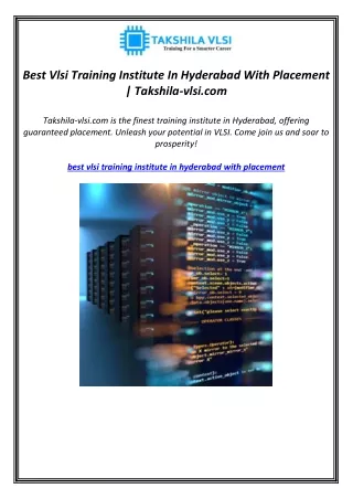 Best Vlsi Training Institute In Hyderabad With Placement | Takshila-vlsi.com