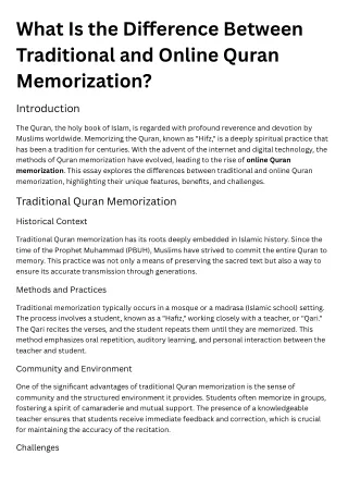 What Is the Difference Between Traditional and Online Quran Memorization