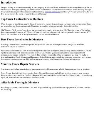 “Your Guide to Best Security Fences in Manteca”