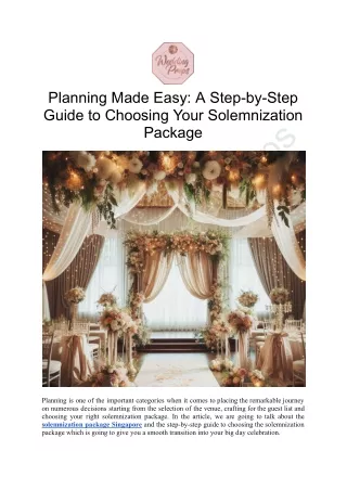 A Step by Step Guide to Choosing Your Solemnization Package