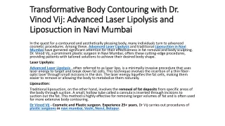 Transformative Body Contouring with Dr. Vinod Vij Advanced Laser Lipolysis and Liposuction in Navi Mumbai