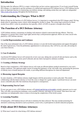The Function of a DUI Defense Attorney in Building Your Defense Approach