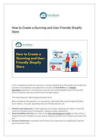 How to Create a Stunning and User-Friendly Shopify Store