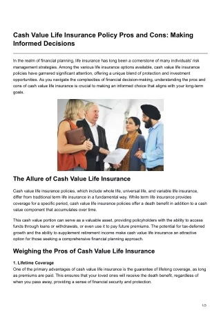 Cash Value Life Insurance Policy Pros and Cons Making Informed Decisions