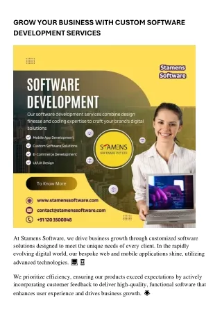 GROW YOUR BUSINESS WITH CUSTOM SOFTWARE DEVELOPMENT SERVICES
