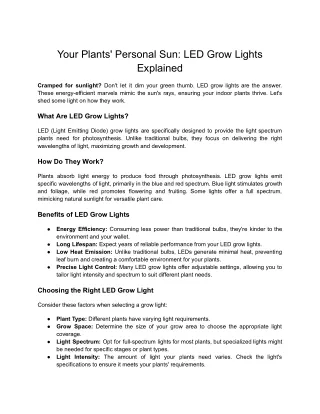 Your Plants' Personal Sun_ LED Grow Lights Explained