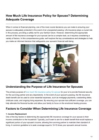 How Much Life Insurance Policy for Spouse Determining Adequate Coverage