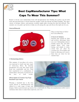 Best Cap Manufacturer Tips What Caps To Wear This Summer