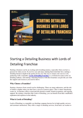 Starting detailing business with lords of detailing franchise