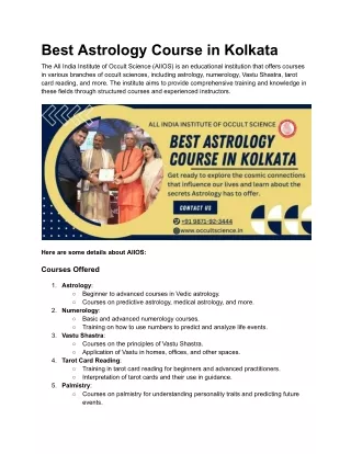 Best Astrology Course in Kolkata