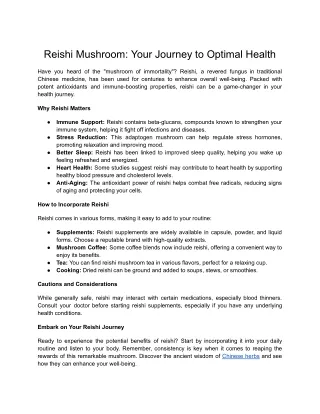 Reishi Mushroom_ Your Journey to Optimal Health