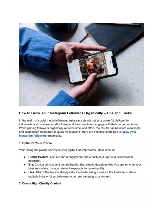 How to Grow Your Instagram Followers Organically – Tips and Tricks