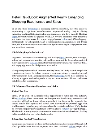 Retail Revolution Augmented Reality Enhancing Shopping Experiences and Sales