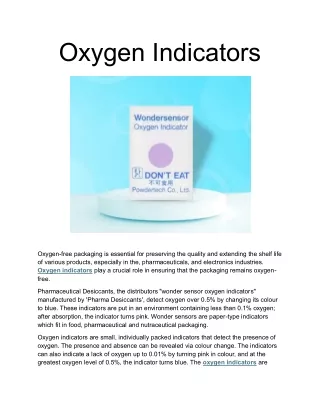 Ensure Oxygen-Free Packaging with Oxygen Indicators