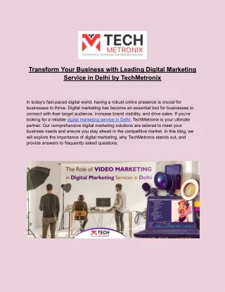 Digital Marketing Service in Delhi by TechMetronix