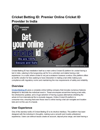 Cricket Betting ID_ Premier Online Cricket ID Provider In India