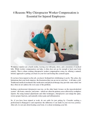 4 Reasons Why Chiropractor Worker Compensation is Essential for Injured Employees