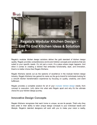 Regalo’s Modular Kitchen Design - End To End Kitchen Ideas & Solution