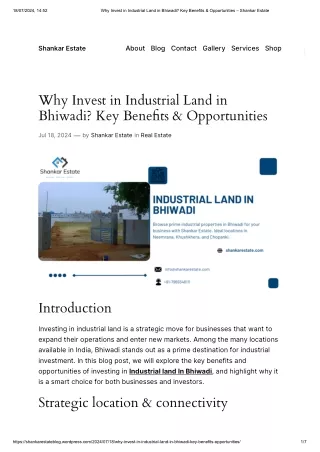 Why Invest in Industrial Land in Bhiwadi_ Key Benefits & Opportunities – Shankar Estate