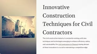 Innovative Construction Techniques for Civil Contractors