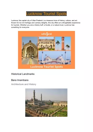 Lucknow Tourist Spots | tourist destinations in Lucknow