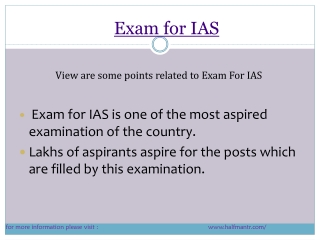 Contents about Exam for Ias
