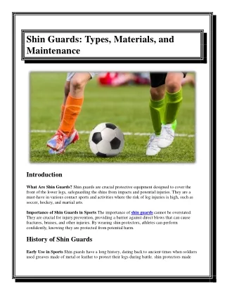 Shin Guards Types, Materials, and Maintenance