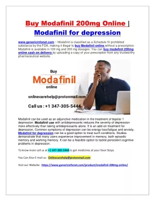 Buy Modafinil 200mg Online | Modafinil for depression