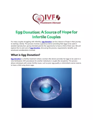 Egg Donation: A Source of Hope for Infertile Couples