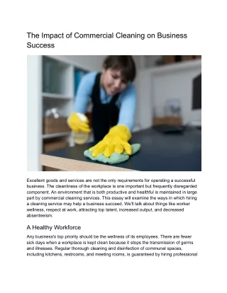 The Impact of Commercial Cleaning on Business Success