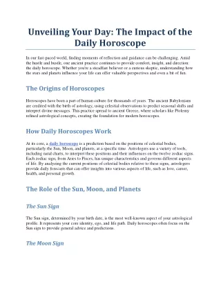Unveiling Your Day The Impact of the Daily Horoscope