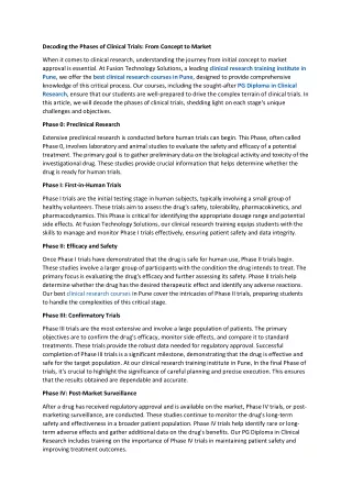 Decoding the Phases of Clinical Trials: From Concept to Market