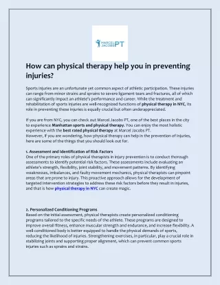 How can physical therapy help you in preventing injuries?