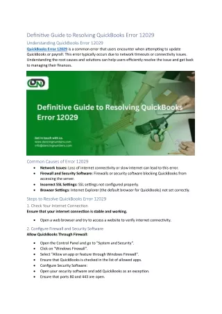 Definitive Guide to Resolving QuickBooks Error 12029